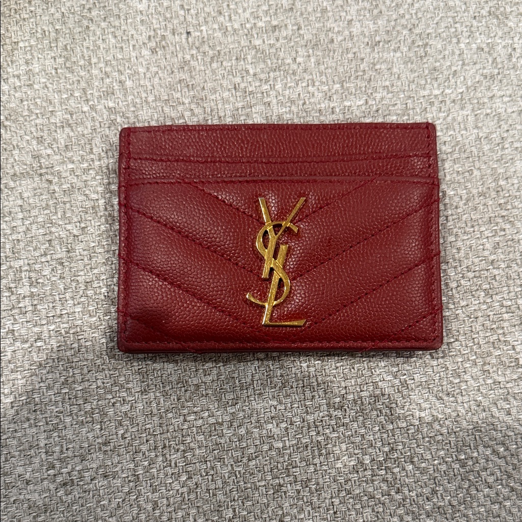 Ysl Red Leather Card Holder